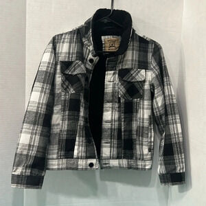 Brooklyn Laundry Fleece Lined Warm Blk & Wht Plaid Jacket Boys size M(10-12)
